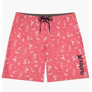 HURLEY Mens Deep Sea Boardshorts Board Shorts Swim Mermaids Pink Size 32 NEW